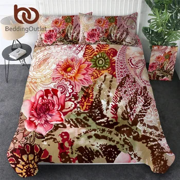 

BeddingOutlet Paisley Bedding Set Watercolor Comforter Cover Pink Flower Good Sleep Home Textiles Floral Wedding Bedclothes 3pcs