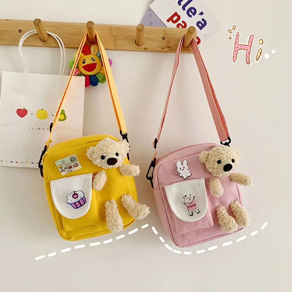 Women's Messenger Bags Ladies Novelty Bear Canvas Bag Cute Printed
