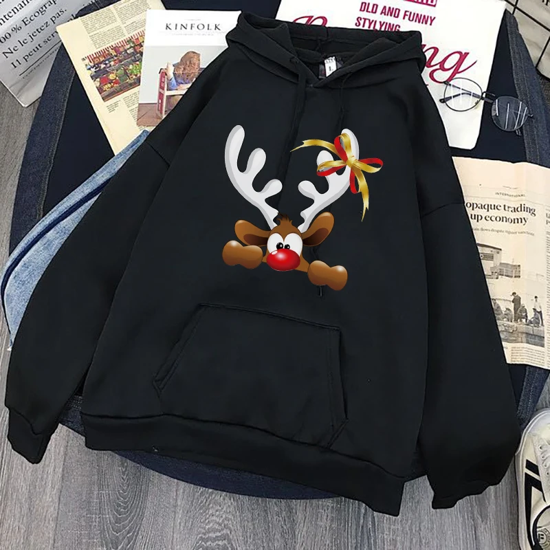 

Womens Christmas 2020 Hoodies Fashion Women Cartoon Santa Claus Reindeer Funny Printed Oversized Sweatshirt Female Dropship