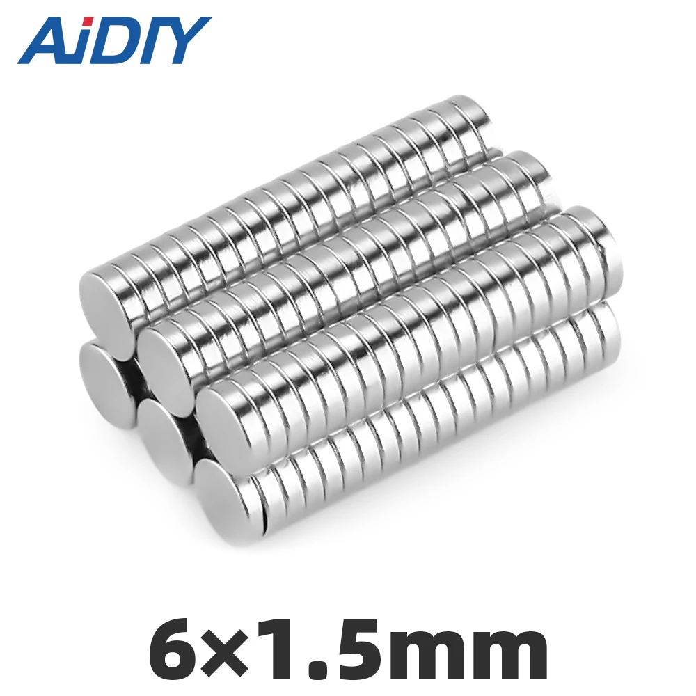 

AI DIY 50/100/200 pcs 6mm x 1.5mm Circular disc neodymium magnet N35 super strong power magnets 6*1.5mm