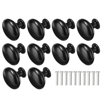 

10pcs Black Zinc Alloy Cabinet Drawer Knobs Round Pull Knob Cabinet Pulls Furniture Hardware Tools