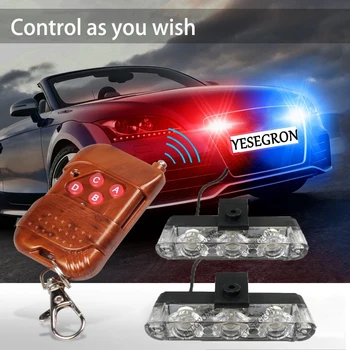 

New 1Set DC 12V 3 LED Wireless Remote Flash Controller Car Truck Police Light Red and Blue Flashing Strobe led LED Warning Light