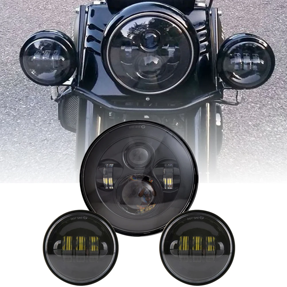 7-дюймовые светодиодные фары для мотоцикла + 4 1/2 5 дюйма противотуманные Touring Electra