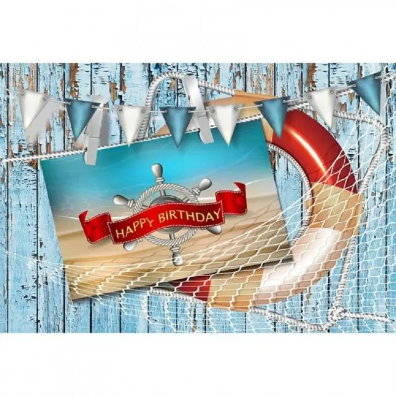 Nitree Photo Studio Photography Puntelli Fondali Per Feste Di Compleanno Beach Lifebuoy Blue Wood Grain Vinyl Background