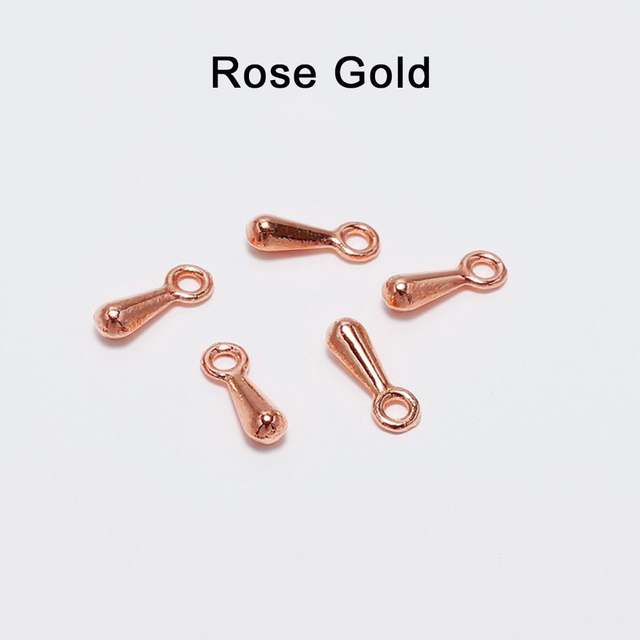 Gold/Rhodium/Antique Bronze Metal Water Drop End Beads 2*7 3*9mm Extender Chain Pendant Supplies For DIY Jewelry