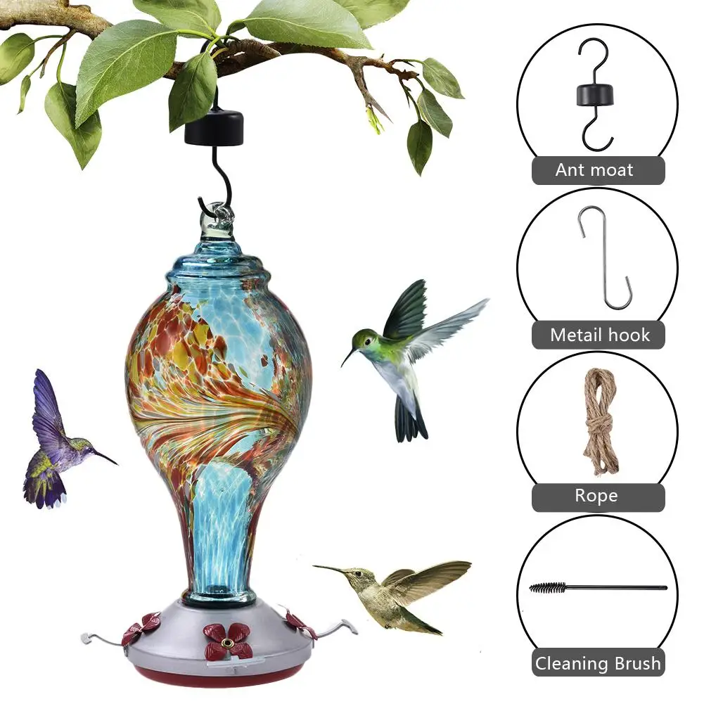 Bird Feeder Hummingbird Painted Hanging Garden Wild Bird Drinking Fountain Hand blown Glass Hummingbirds Water Feeding Device|Bird Feeding| - AliExpress