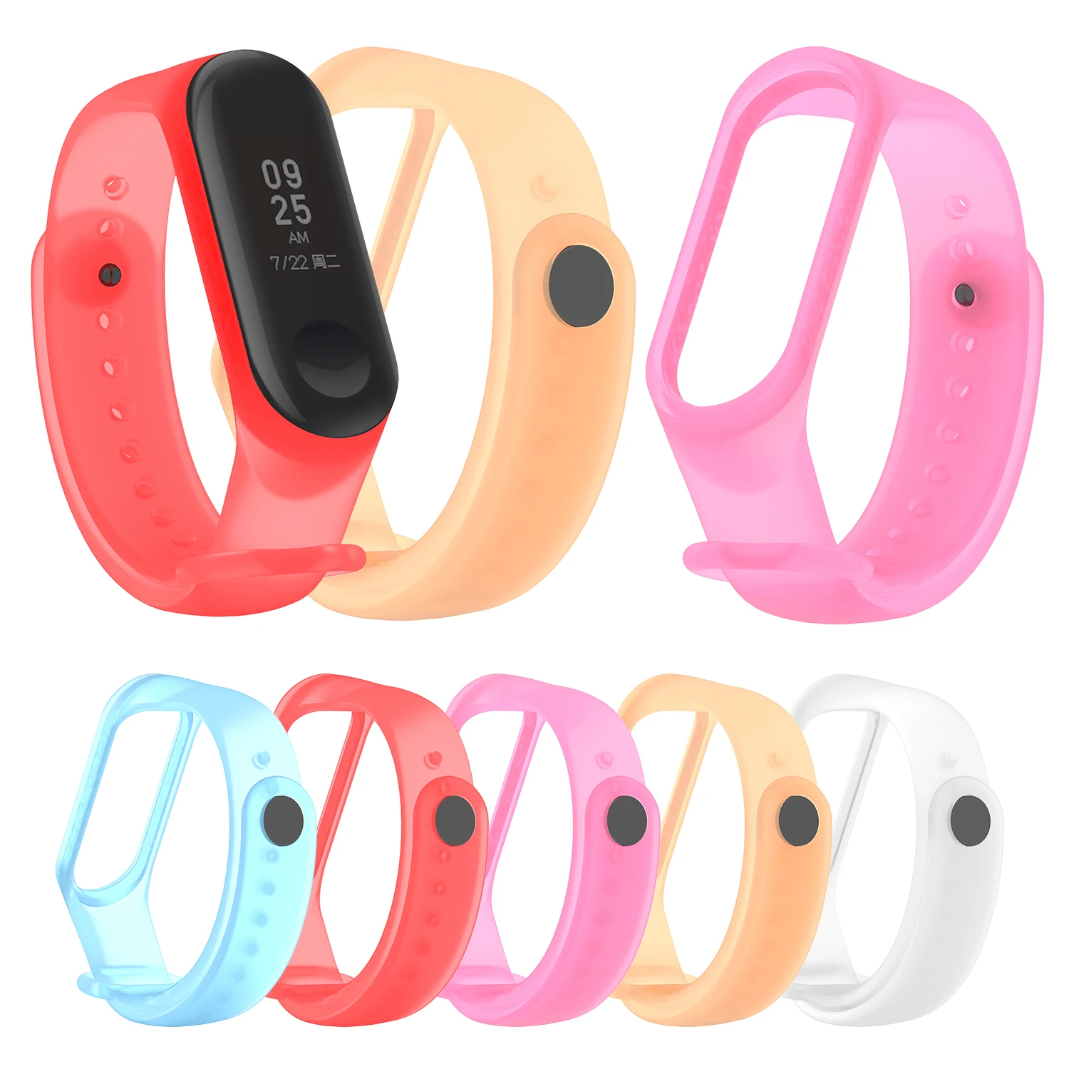 Colorful For Xiaomi Mi Band 4 Strap Waterproof Translucent Strap For Xiaomi Mi Band 4 Replacement Wristband for Millet Bracelet