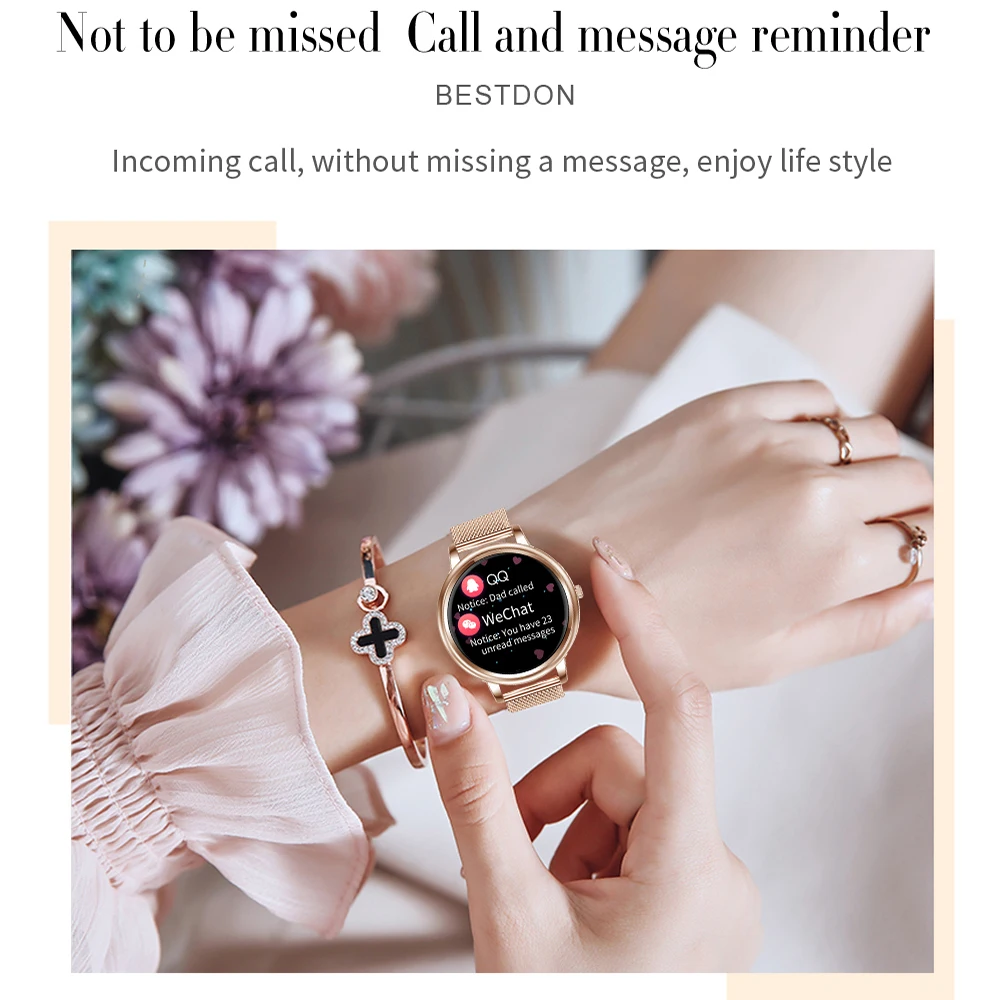 US $24.37 Smart Watch Women LEMFO MK20 DIY Watch Face Full Stainless Steel Heart rate Monitor Smart Watch for Women IP67 Waterproof