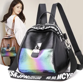 

Fashion new multi-function ladies backpack PU leather black leather bag female backpack large capacity student fashion backpack