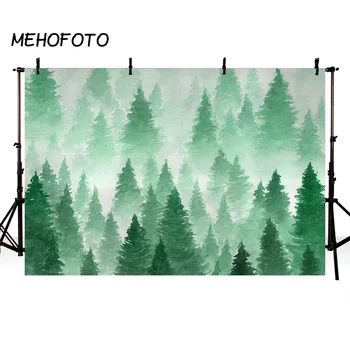 

Vinyl Newborn Watercolor Christmas Tree Backdrop Photography Green Forest Background Baby Portrait Photobooth Newborn Photo Prop