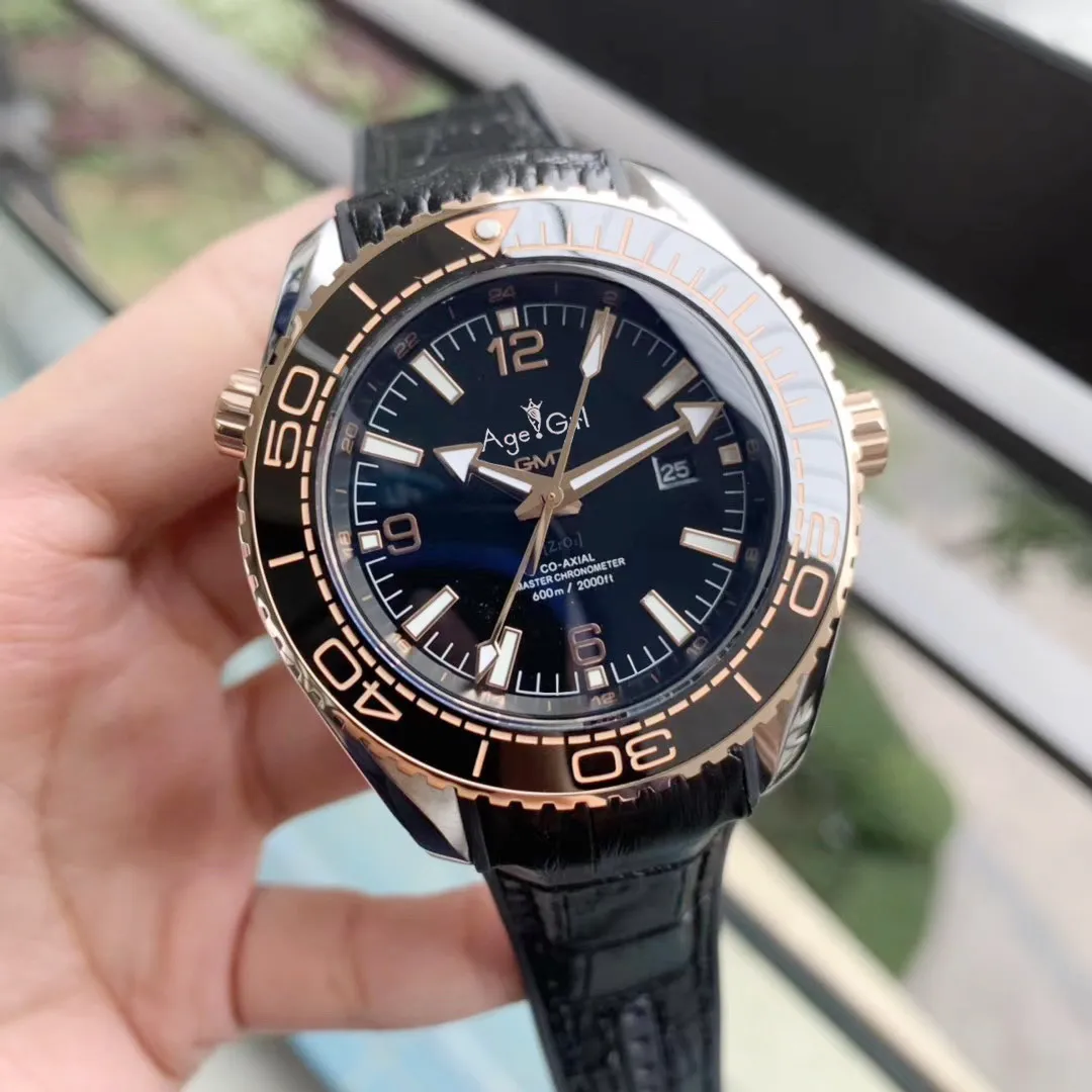 

Luxury Brand New Men Automatic Mechanical Watch Independent GMT 007 Luminous Ceramic Sapphire Black Rose Gold Canvas Rubber AAA+