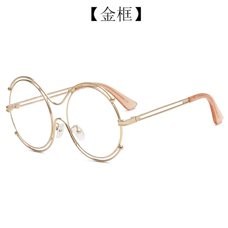 Новинка, круглые металлические двойные круглые плоские очки, 1626 очки для близорукости, оправа для студентов обоих полов, круглые очки для глаз - Цвет оправы: gold