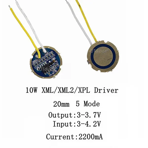 CREE XML2 XML T6 U2 LED Diode SMD5050 10W Round 20mm PCB for Flashlight Car light Headlight High Power Bulb bead DIY Parts - Испускаемый цвет: 10W-20mm 5 Mode