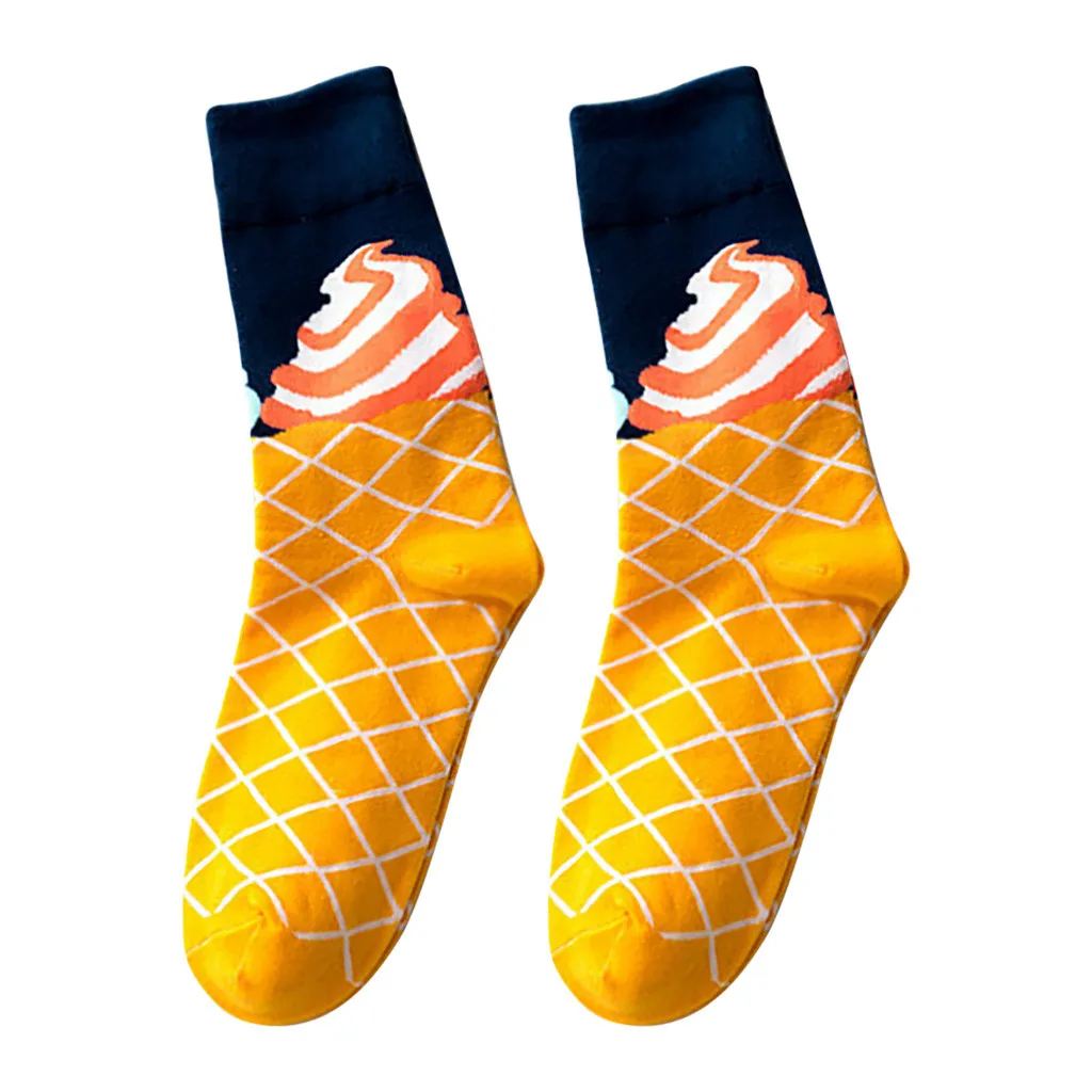 F Print Casual Cotton Socks Women's Creative Bright Color Unisex In The Tube Socks Cheap Stuff Women Fruit Socks Носки Детские - Color: F