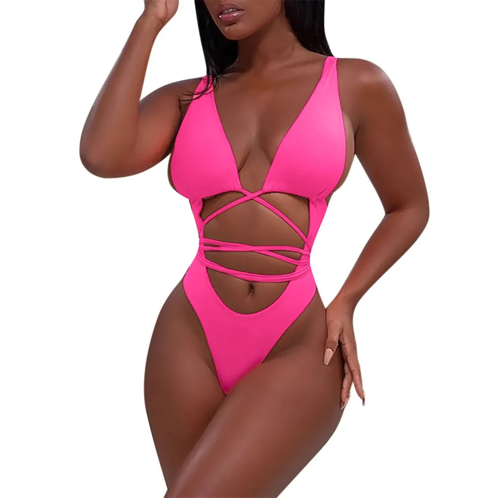 

Womail Women Pure Color Jumpsuit Swimsuit Beachwear Beach Wear Lady swim suit trikini swimming suit for women thong badpak mayo