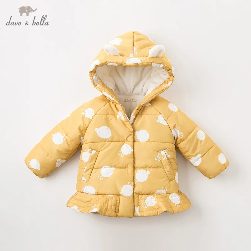 DBM10839 dave bella/зимнее пальто с капюшоном для маленьких девочек с героями мультфильмов стеганая куртка для малышей Детское пальто высокого качества детская верхняя одежда с подкладкой