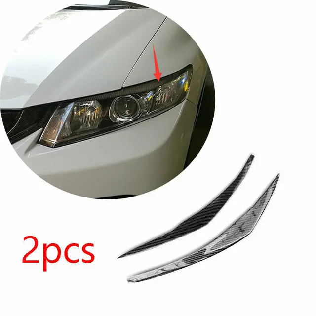$US $75.67 Fit For Honda Civic 9th 2012 2013 2014 2015 2pcs Real Carbon Fiber Front Headlight Lamp Cover Trim