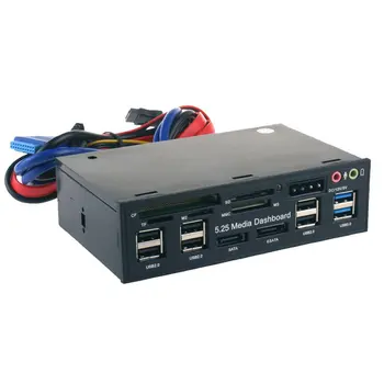 

5.25" Pc Front Panel Dashboard Media Usb 3.0 Hub Audio Esata Sata Card Reader Desktop Optical Drive Multifunctional Panel 525E