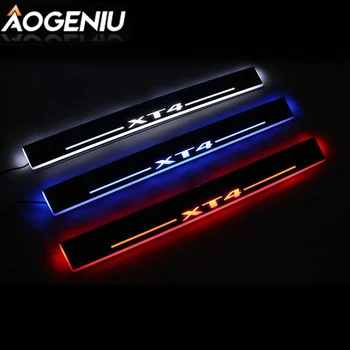 

LED Door Sill Customize Scuff Plate Pedal Acrylic Compatible For CADILLAC XT4 2018-2020 Exterior Moving Light Car Accessories