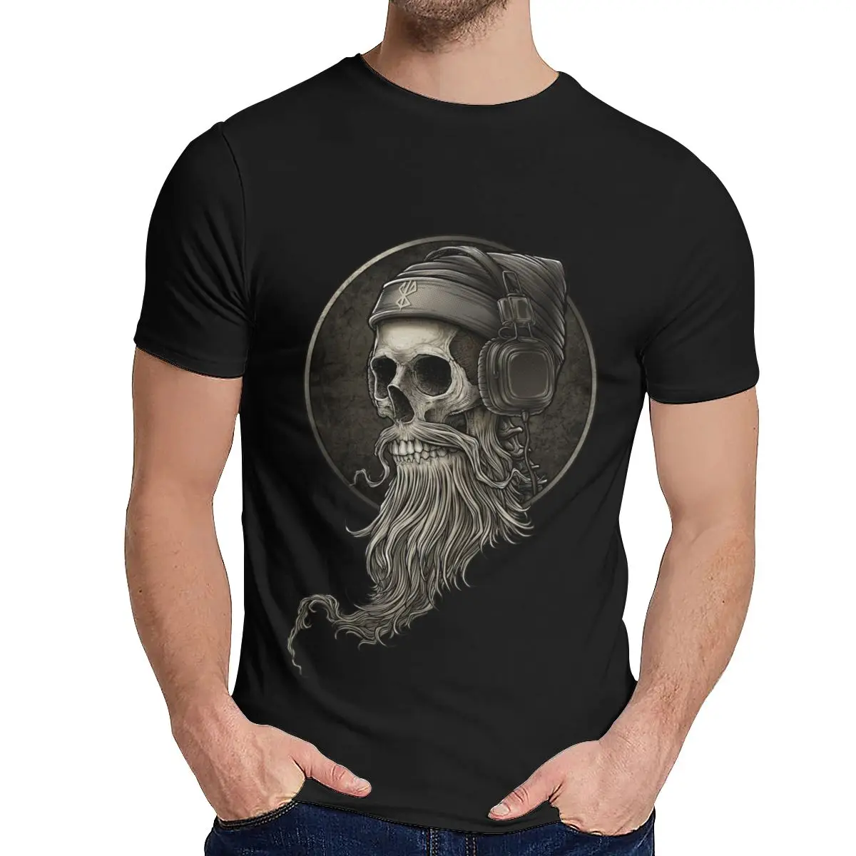 Для отдыха футболка и шорты с изображением Человека Winya № 99 череп борода Качественный хлопок модная футболка с круглой горловиной и рисунком для детей с принтом в интернет-магазине La Camiseta - Цвет: Черный