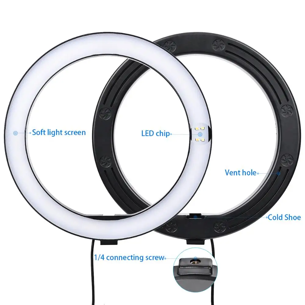 Kaufen Fosoto 16 26cm Fotografische Beleuchtung 3200 K 5500 K Dimmbare Led Ring Licht Lampe Foto Studio Telefon video Schönheit Make Up mit stativ