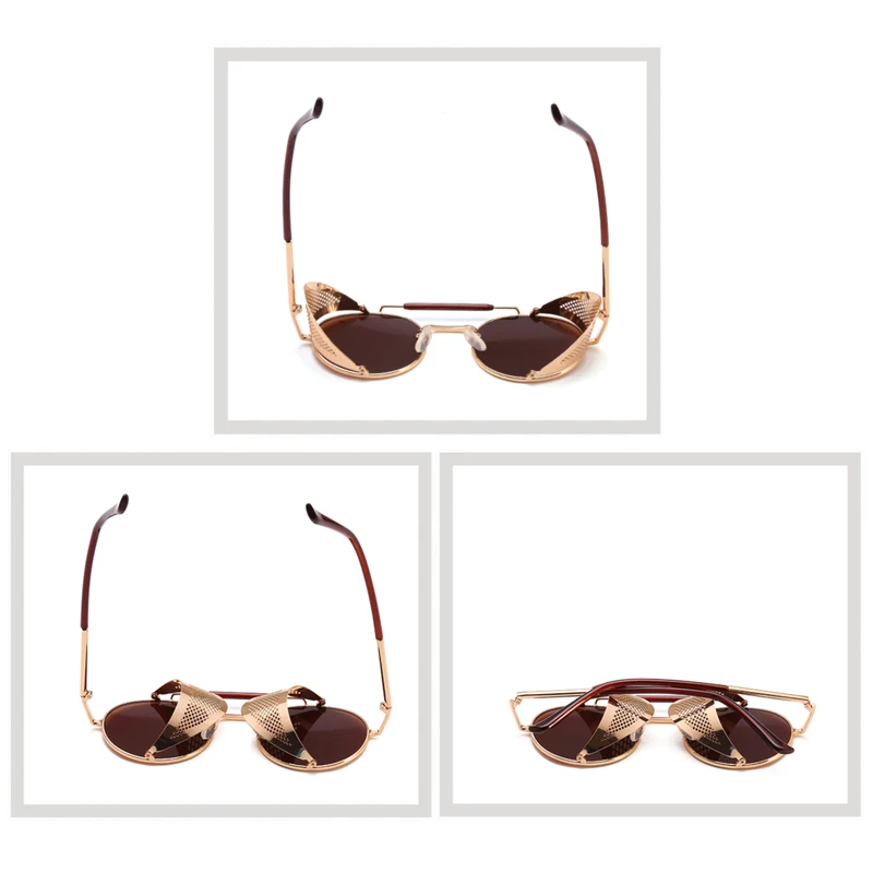 Vintage Retro Steampunk Round Metal Sunglasses