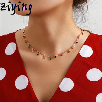 

Bohemian Gold Necklace Women Charming Colorful Chockers Handmade Party Jewelry Charm Handmade Chain Jewelry Wholesale Collares