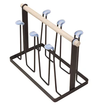 

Cup Drying Rack Stand Non-slip Iron Art Hook Mugs Cups Glasses Organizer with Wood Handle LBShipping