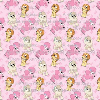 

Fashion girls pink Bluey Bingo Children Home textile material fabric Hoodies Casual Kids Clothes fabric DIY Craft Quilting