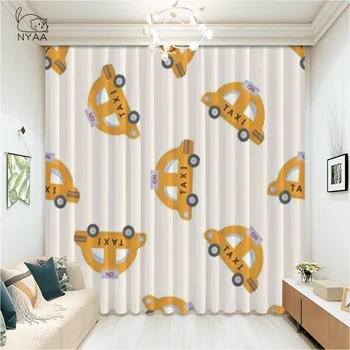 

NYAA Cartoon Motorcycle Race Car Bus Curtains Boys Kids Bedroom Nursery Study French Curtain Window Ultra-thin Micro Shading
