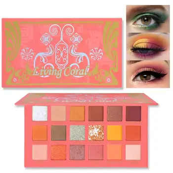

UCANBE Coral Eyeshadow Palette Matte Gloss Vibrant Gloss Yellow Orange Color Summer Makeup Powder Pearly Pigment Appearance