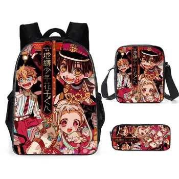 

3PCS Toilet-bound Jibaku Shounen Hanako School Backpack Set Cute 3D Printing Bagpack for Kids Primary Children Bookbags Mochila