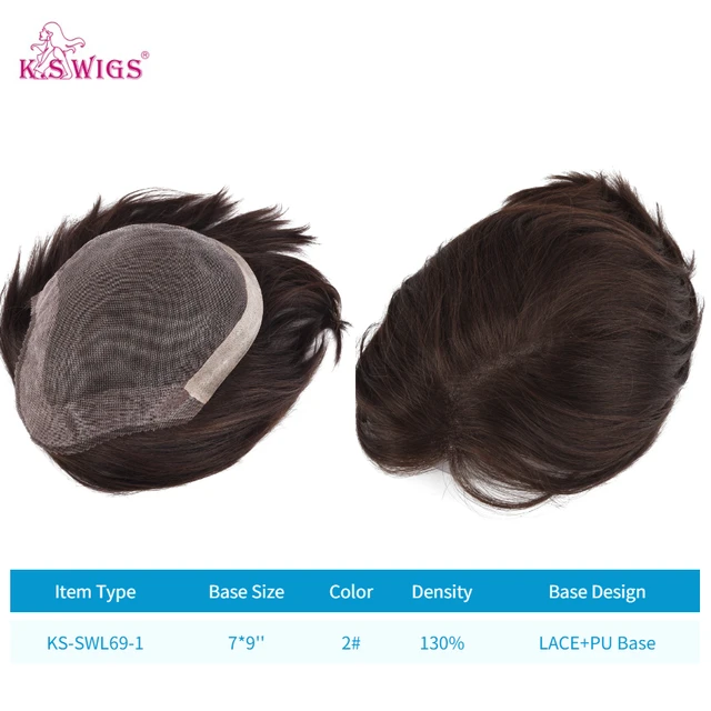 Clearance Multiple Base Men's Wig Indian Human Hair Toupee Density Durable Capillary Prosthesis Hair Replacement Systems KS-SWL69-1-7X9-2