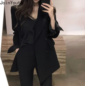 

Joinyouth Double Breasted Women Blazer Coat Notched Collar Long Sleeve Suit Jacket 2020 Spring Slim Waist Elegant Blazers 59432