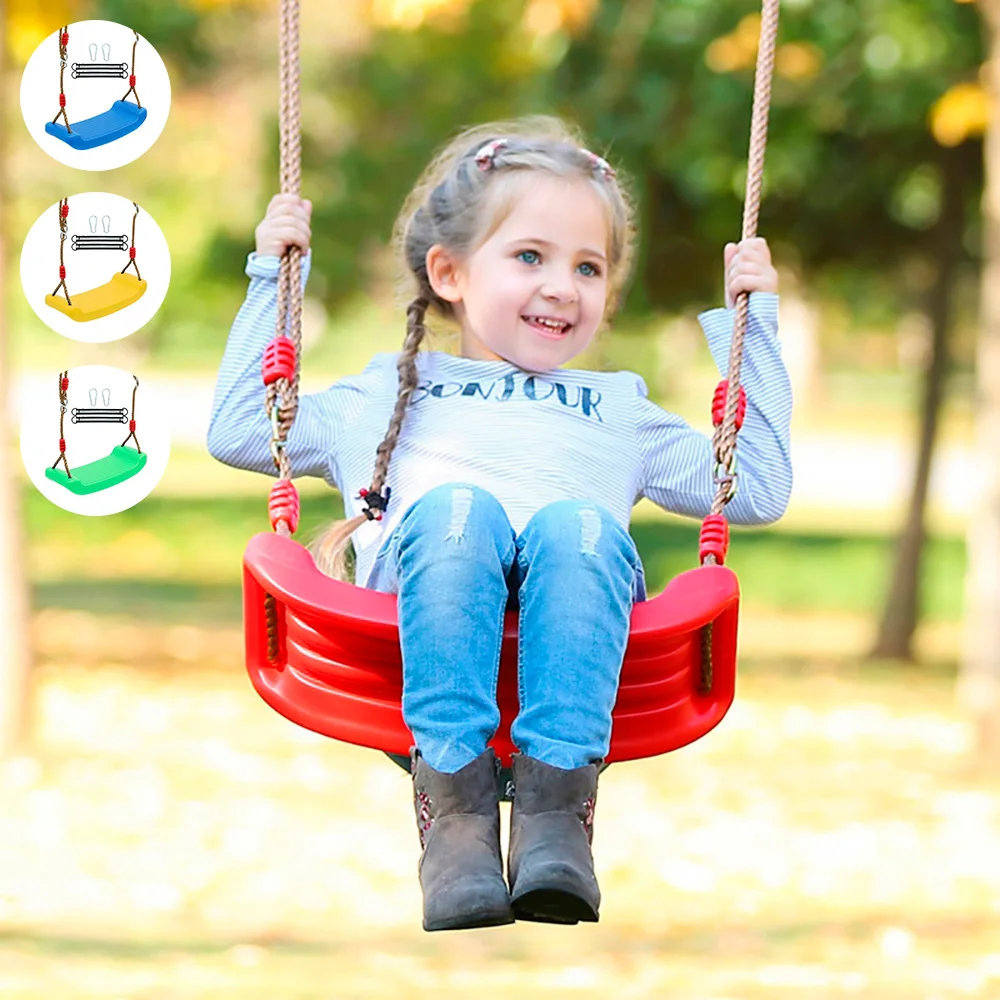 PE Garden Swing Seat Kids Hanging Seat Toy With Height Adjustable Ropes