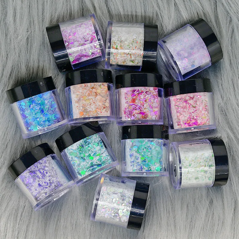12 Colors 3 in1 Acrylic Powder 10ml Nail Extension Builder Dipping &Sculpture Powder Mixed Chameleon Carving For Manicure