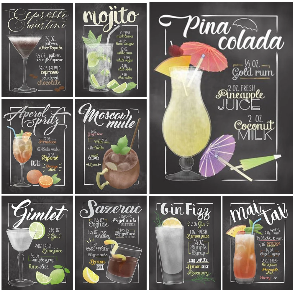 Постеры для бара напитков меню Mojito настенные картины гостиной Декор кухня