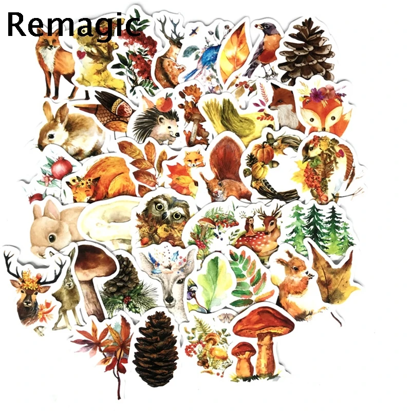 41pcs Colorful animals Autumn funny DIY Stickers pack anime vintage paster cosplay scrapbooking phone laptop decorations gifts
