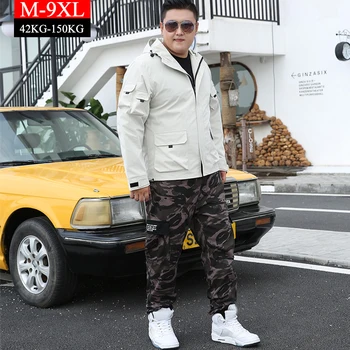 

Two Pieces Tracksuite Sets Men Jacket+Camouflage Pants Spring Autumn Large Size 9xl Brand Clothes Loose Casual Men Sweat Suits