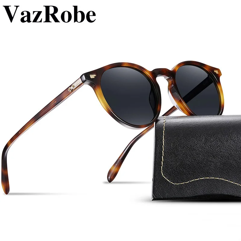 Vazrobe, ацетатные солнцезащитные очки, мужские, женские, брендовые, поляризационные, солнцезащитные очки для мужчин, HD, Полароид, Ретро стиль, круглые, для вождения, для улицы, винтажные, оттенки