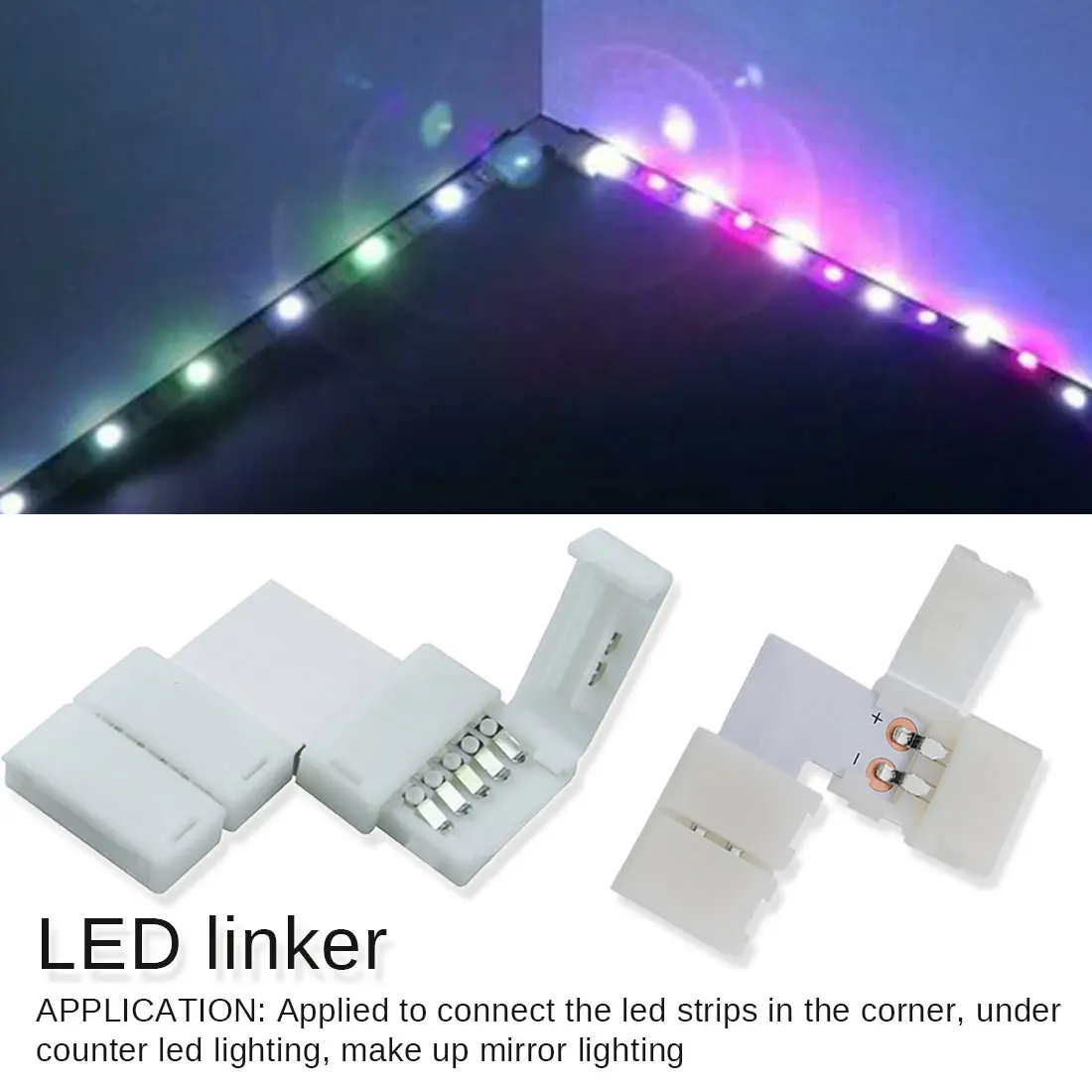 

Nice 10 set 2 pin 5 pin LED Connector L Shape For connecting corner right angle 8mm 12mm LED Strip Light Tape Ribbonled strip