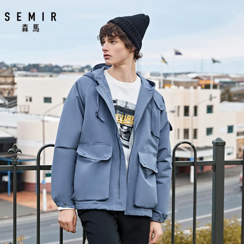 Мужская куртка SEMIR, новинка, зимнее Свободное пальто с капюшоном, верхняя одежда, свободный силуэт, мужская повседневная модная верхняя одежда, куртки