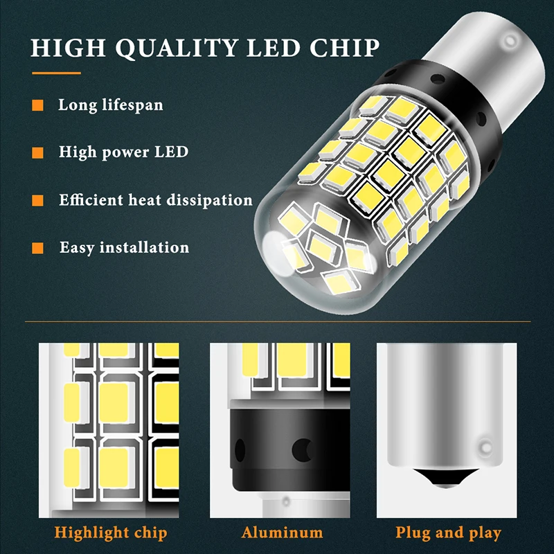 1PCS 1156 BA15S P21W BAU15S PY21W LED T20 7440 W21W P21/5W 1157 BAY15D led  54smd CanBus   ȣ