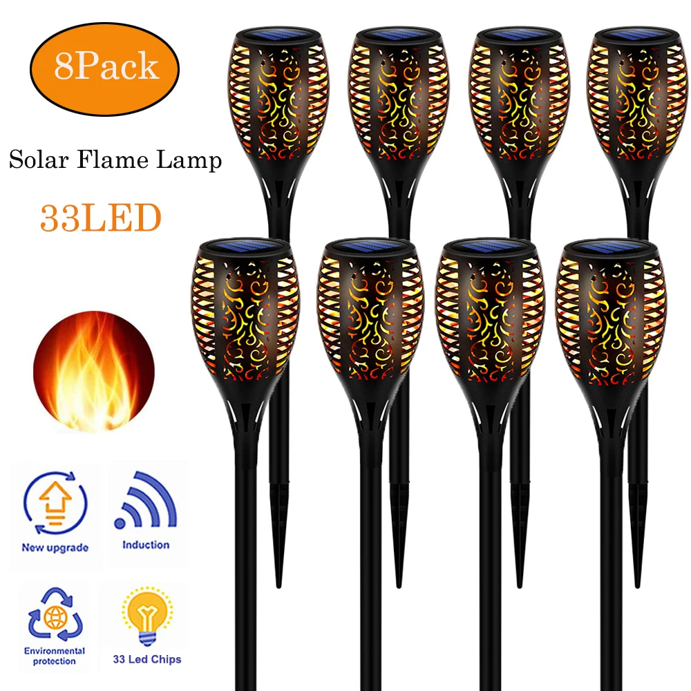 LED Solar Flame Light Lamp Flickering Waterproof Garden Torch Light Decoration Landscape Lawn Path Lamp Outdoor Spotlight