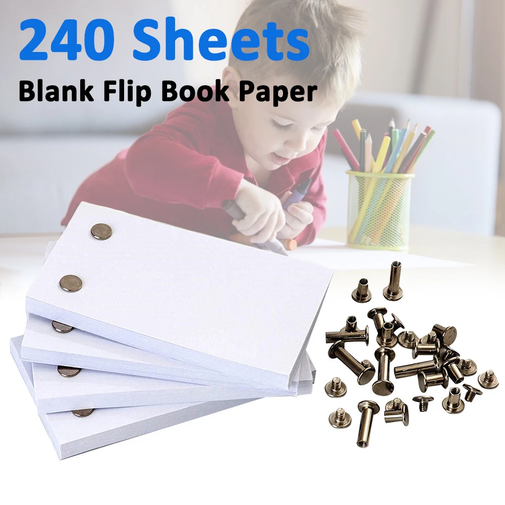 

240 Sheets Blank Flip Book Paper with Hole Flipbook Animation Paper Children Early Educational Kids Gift School Supplies for Kid