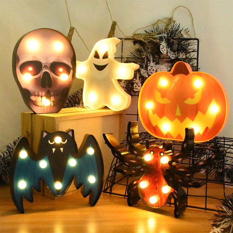 

Halloween Decoration Pumpkin Spider Bat Witch Ghost Skull Led Light Night Lamp for Room Home Decor Festival Bar Party Supplies