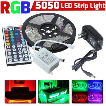 

Led Strip Light 5m 5050 Rgb Smd Led Waterproof Flexible Strip Dc 12v 300 Leds+44 Key Ir Remote High Quality Hot Sale 2020