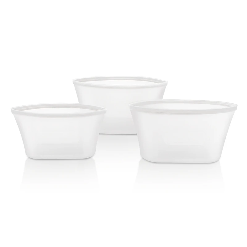 White Bowl 3 шт силиконовый закреп мешка для еды морозильник сэндвич контейнеры для хранения нулевой отходов обертывание миска для свежей еды многоразовый пакет с молнией мешки фрукты овощи чашки - Цвет: White Bowl