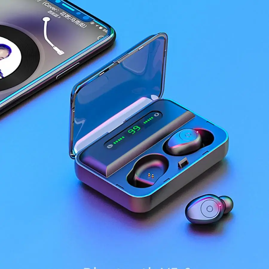 F9 Bluetooth беспроводные наушники 5,0 стерео наушники с 1200mAh отсеком батареи Чехол