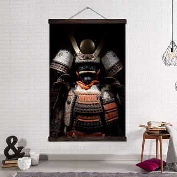 

Wall Art Canvas Painting Print and Poster Wall Pictures for Living Room Home Decoration Modern Art Poster Samurai Armor Portrait